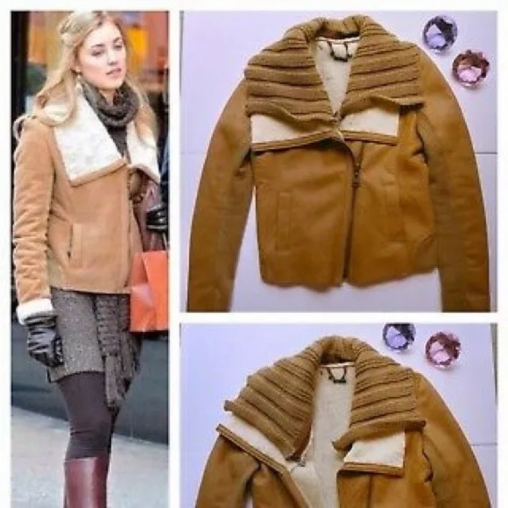 Doma Dolce De Leche Shearling Cropped Jacket